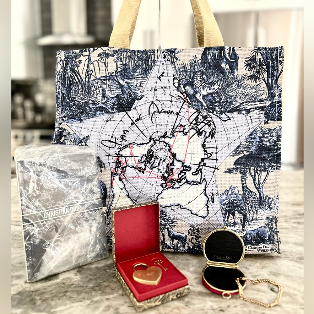 Dior 4 Piece Bundle Authentic: Tote, Bracelet & Case, Journal, Lock & Key